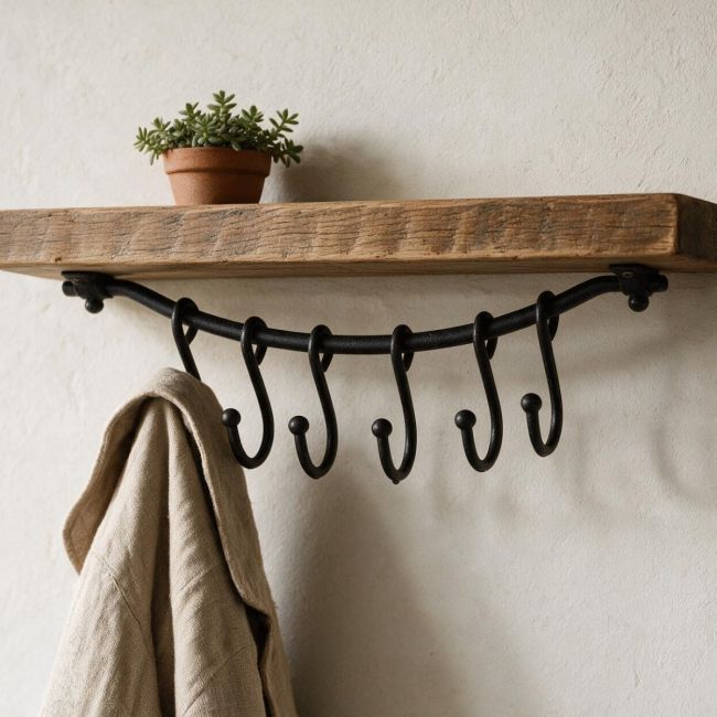 16" Sliding Hook Coat Rack in a Beeswax Finish
