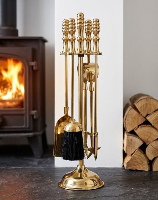 40cm Tall Deluxe "Empress" Brass Fireside Companion Set 40cm Tall Deluxe "Empress" Brass Fireside Companion Set