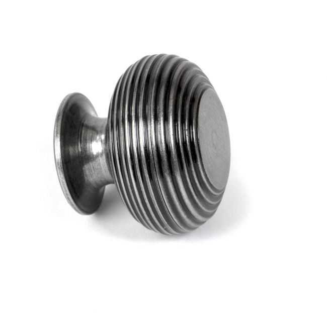 "Garrison" Ribbed Beehive Knob in Pewter - 40mm