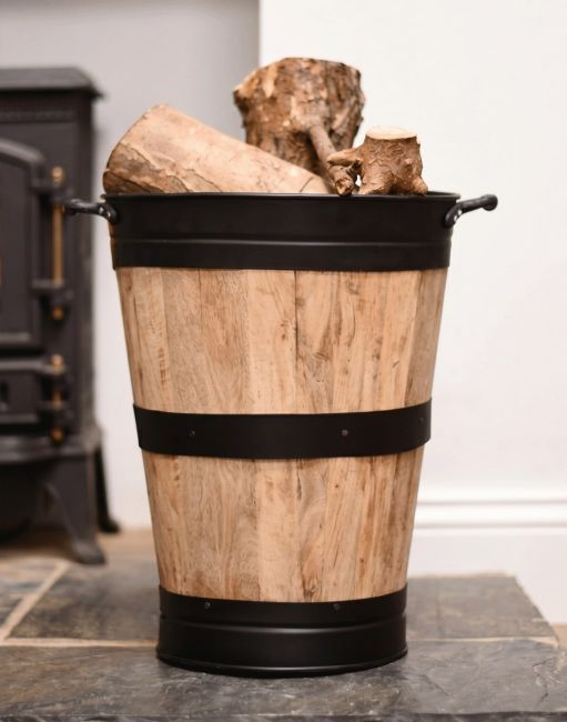 "Lornedale" Wooden and Cast Iron Log Holder in Situ Holding Logs "Lornedale" Wooden and Cast Iron Log Holder in Situ Holding Logs