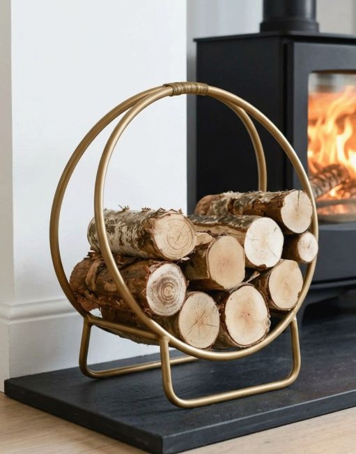 Gold Circular Log Rack & Holder - 45cm in Situ Gold Circular Log Rack & Holder - 45cm in Situ