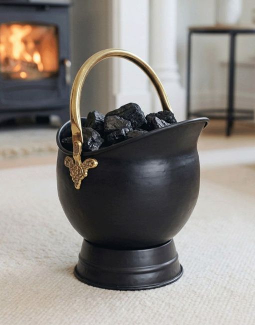 The 46cm "Countess" Coal Bucket Placed in Front of a Modern Fireplace in a Luxury Home - Digital Illustration The 46cm "Countess" Coal Bucket Placed in Front of a Modern Fireplace in a Luxury Home - Digital Illustration