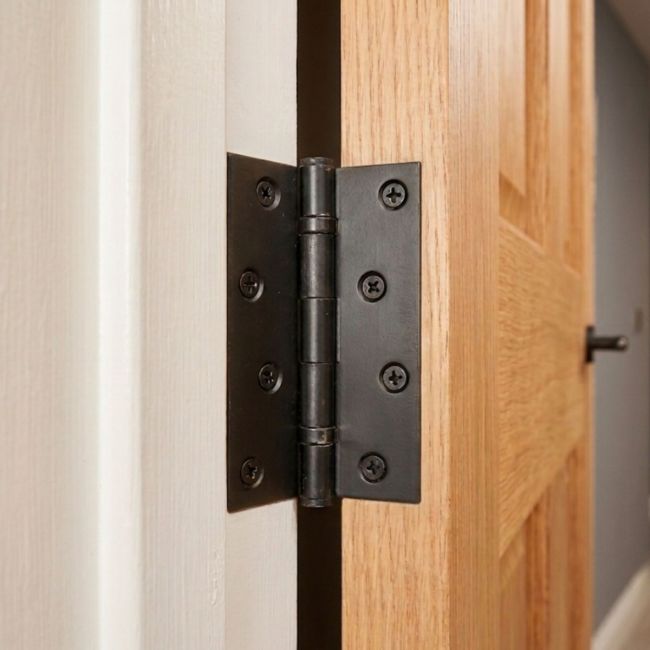 The 4" Beeswax finish Iron Butt Hinge Shown Supporting a Door inside a Modern Home - Digital Illustration The 4" Beeswax finish Iron Butt Hinge Shown Supporting a Door inside a Modern Home - Digital Illustration