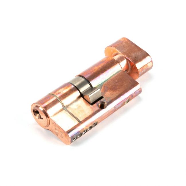 The5-Pin Euro Cylinder Thumbturn Lock Keyed to Differ - 30/30 - Polished Bronze on a White Background 