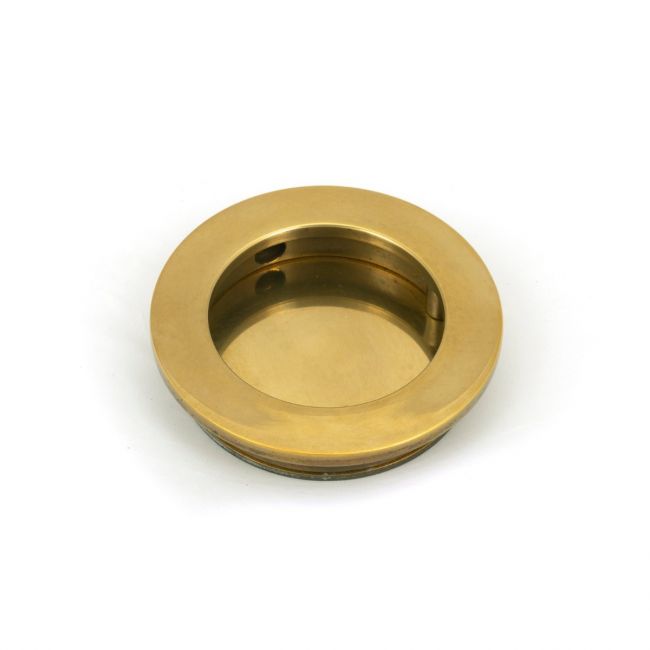 60mm Classic Round Flush Pull Handle - Aged Brass