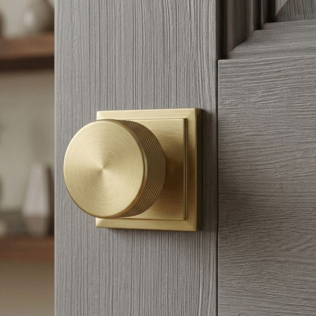 Satin Brass "Royale" Square Mortice Rim Knob Set - 63mm