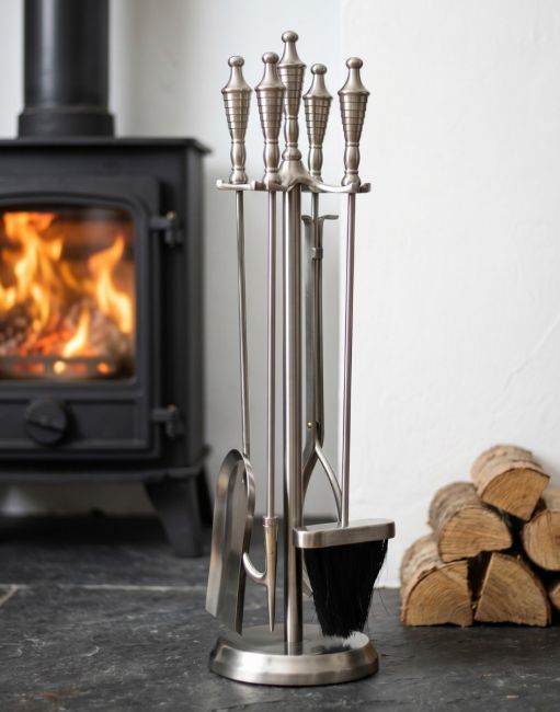 Matte Pewter Companion Set With Urn Handles 64cm
