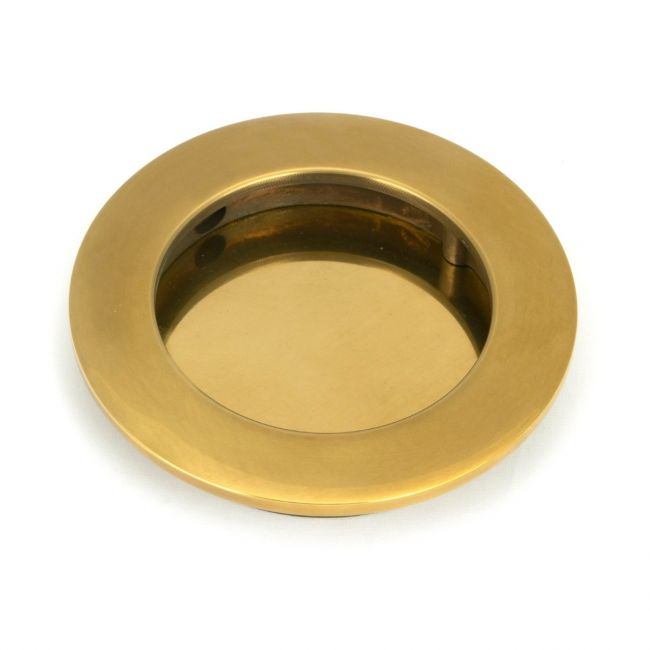 75mm Classic Round Flush Pull Handle - Aged Brass