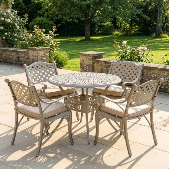 Deluxe “Aether” Outdoor Four Seater Garden Table & Chair in Situ Deluxe “Aether” Outdoor Four Seater Garden Table & Chair in Situ
