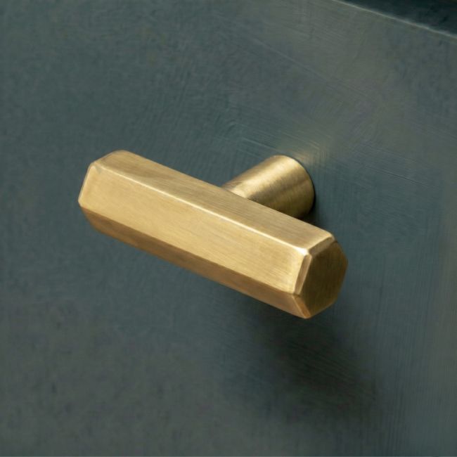 "Lexington" Hex T-Bar Cabinet Handle – Aged Brass "Lexington" Hex T-Bar Cabinet Handle – Aged Brass