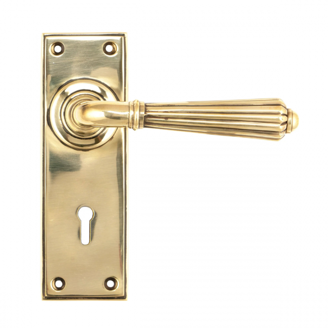 The Aged Brass Classic Fluted Period Lever Lock Suite Architectural Door Handle Set