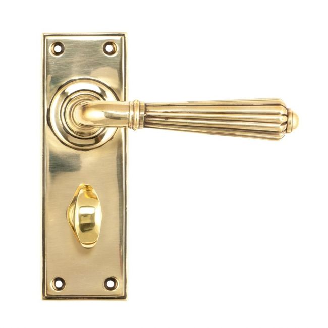 Classic Fluted Period Privacy Suite Bathroom Lever Handles - Aged Brass