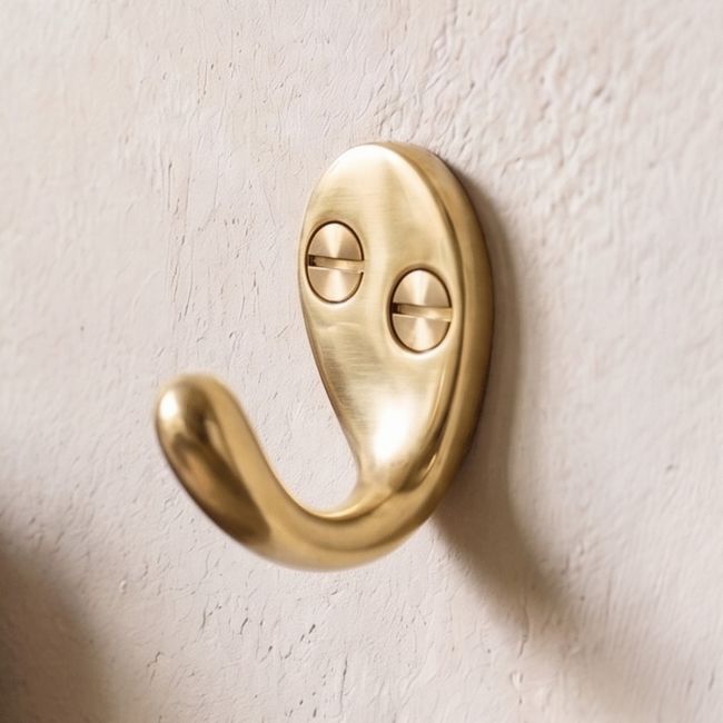 Aged Brass Single Pronged Coat Hook