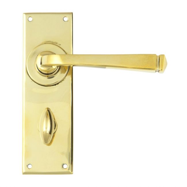 Sleek Architectural Privacy Suite Bathroom Lever Handles - Aged Brass