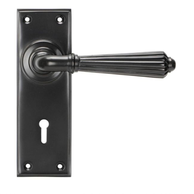 Classic Fluted Period Lever Lock Suite Architectural Door Handle Set - Aged Bronze
