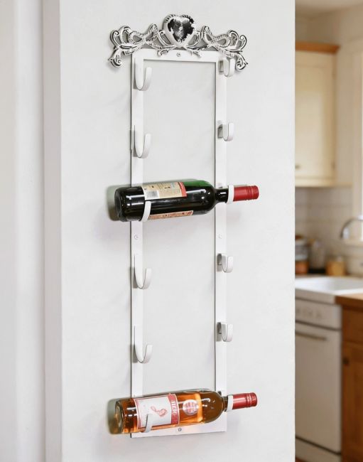 The "Ashberry" Wall Mountable Heart Wine Rack on a White Wall in a Modern Kitchen - Digital Illustration The "Ashberry" Wall Mountable Heart Wine Rack on a White Wall in a Modern Kitchen - Digital Illustration