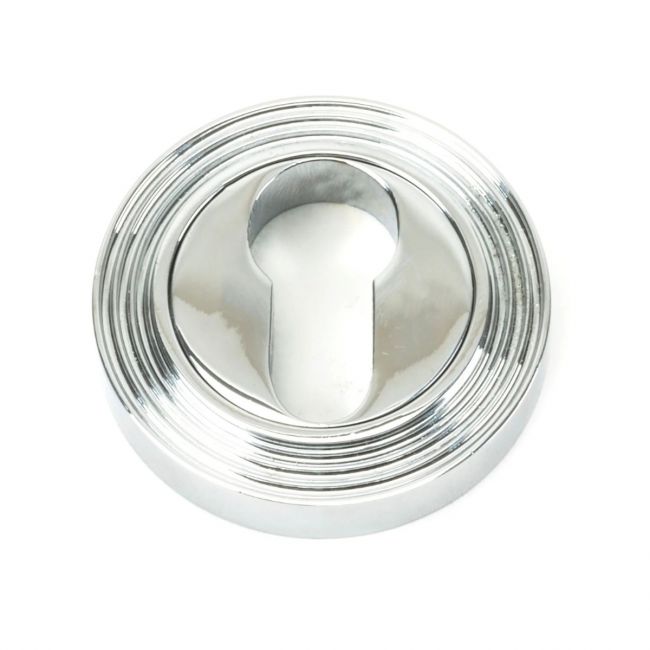 The Beehive Concealed Standard Euro Escutcheon - Polished Chrome on a White Background The Beehive Concealed Standard Euro Escutcheon - Polished Chrome on a White Background