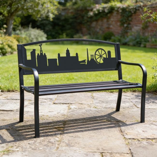 Bespoke City of Liverpool Iron & Steel Park Bench in Black
