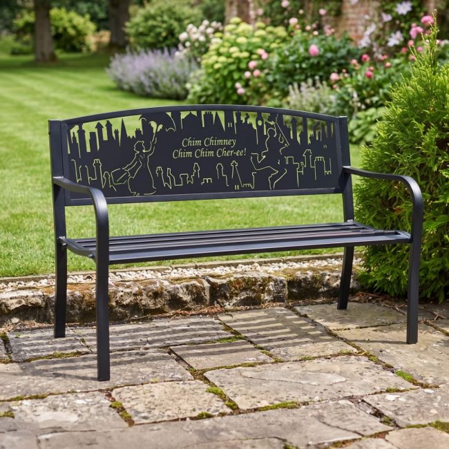 Bespoke Mary Poppins Iron & Steel Park Bench in Black