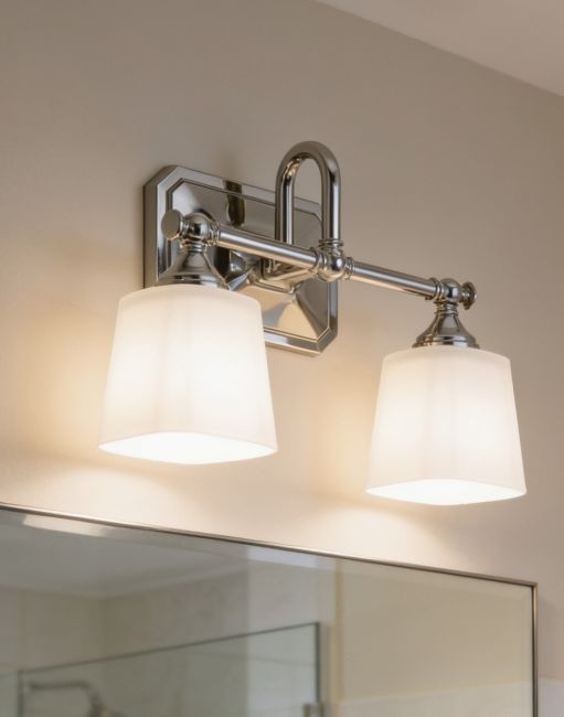 The "Birkhall" Over Mirror Wall Light in a Living Room Interior - Digital Illustration