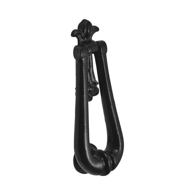 The Black Antique Fleur-de-Lis Door Knocker - 195mm Traditional Pear Drop Fastener on a White Background The Black Antique Fleur-de-Lis Door Knocker - 195mm Traditional Pear Drop Fastener on a White Background