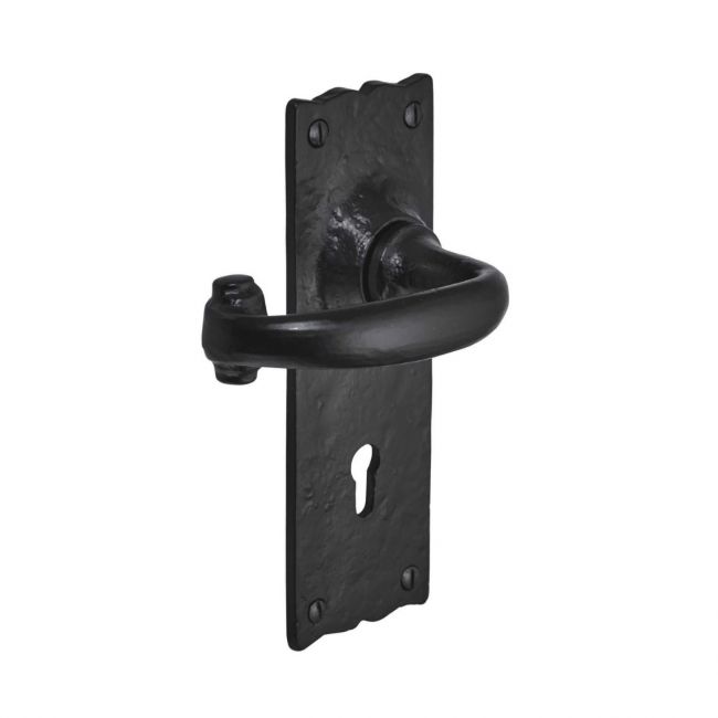 Black Antique Lever Lock Handles - Forged Antique Door Furniture
