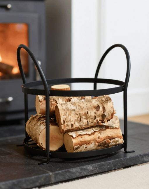Black Contemporary Open Log Rack in Situ Black Contemporary Open Log Rack in Situ