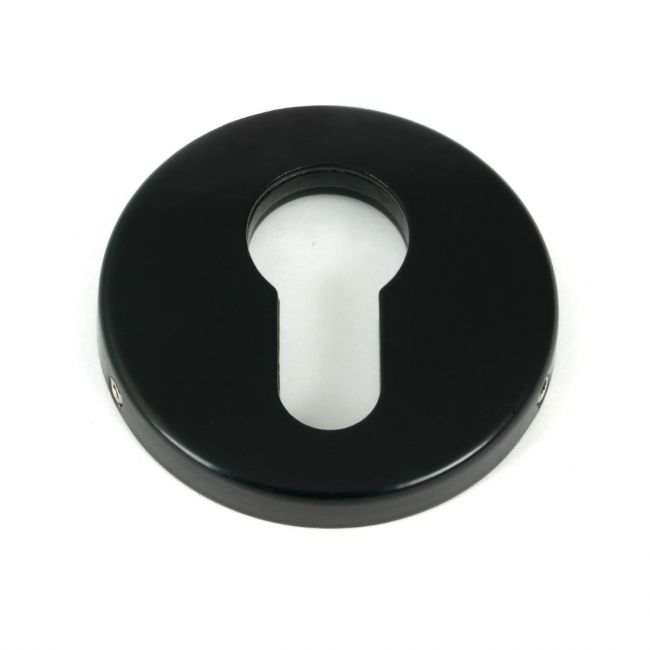 The Black Round Concealed Euro Profile Escutcheon on a White Background