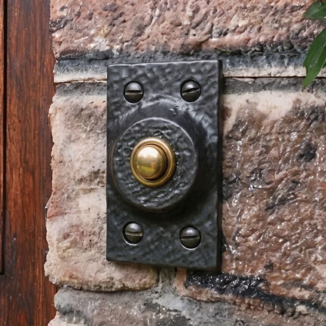 Traditional Rectangular Door Bell Push Finished in Black