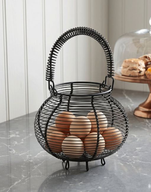The Black Wire Egg Basket with Handle in a Decorative Contemporary Kitchen - Digital Illustration The Black Wire Egg Basket with Handle in a Decorative Contemporary Kitchen - Digital Illustration