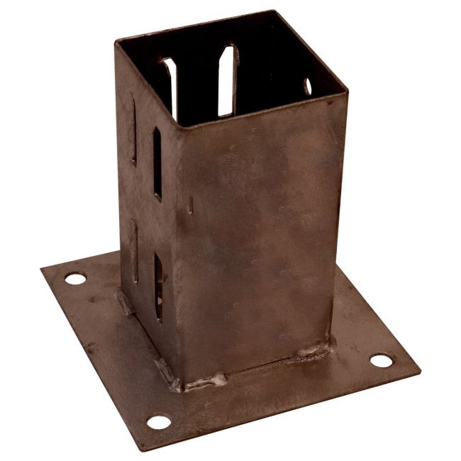 Brown Bolt Down Fence Post Support - Heavy Duty Wedge Grip Post Base Brown Bolt Down Fence Post Support - Heavy Duty Wedge Grip Post Base