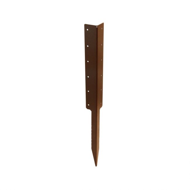 The Brown Heavy Duty Railway Sleeper Corner Spikes - Right Angle Timber Raised Bed Anchors on a White Background The Brown Heavy Duty Railway Sleeper Corner Spikes - Right Angle Timber Raised Bed Anchors on a White Background