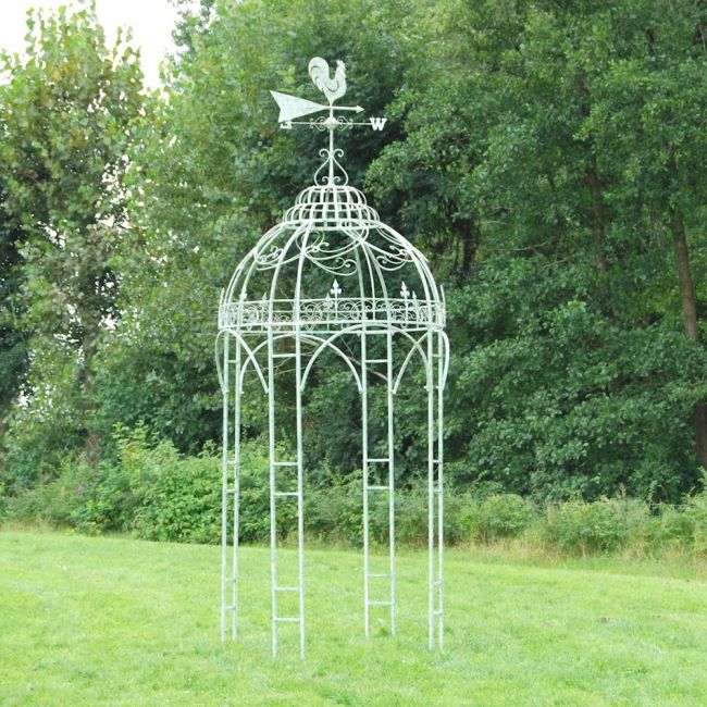 Verdigris Finish Metal Gazebo with Cockerel Finial Verdigris Finish Metal Gazebo with Cockerel Finial