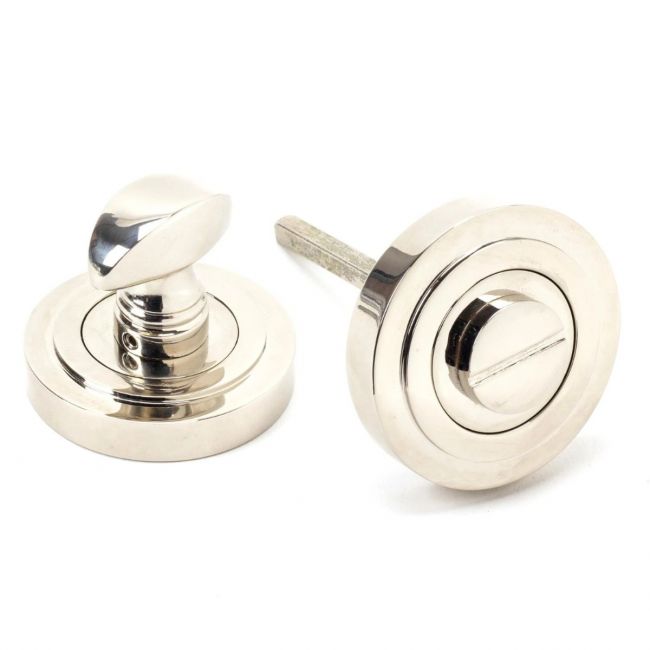 The Concealed Art Deco Bathroom Turn & Release Set - Polished Nickel Showing the Front and the Back The Concealed Art Deco Bathroom Turn & Release Set - Polished Nickel Showing the Front and the Back