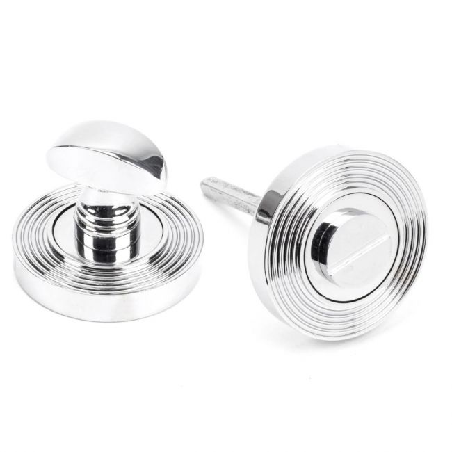 The Concealed Beehive Bathroom Turn & Release Set - Polished Chrome Showing the Front and the Back The Concealed Beehive Bathroom Turn & Release Set - Polished Chrome Showing the Front and the Back