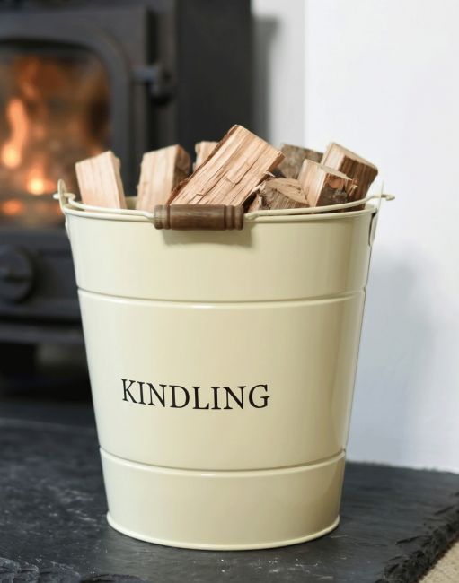 Cream Kindling Log Store Bucket Cream Kindling Log Store Bucket