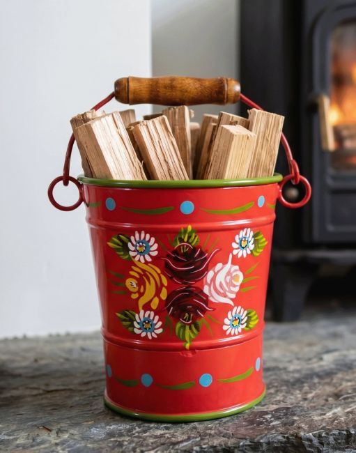 14cm Narrowboat Bucket Finished in Red 14cm Narrowboat Bucket Finished in Red