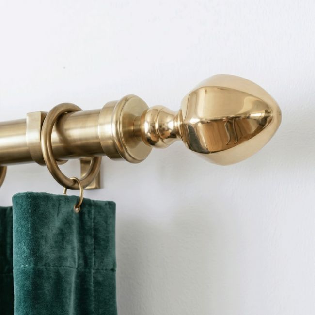The “Devonshire Dome” Curtain Pole Finial Mounted in a Comtemporary UK Living Room Shown Close up - Digital Illustration The “Devonshire Dome” Curtain Pole Finial Mounted in a Comtemporary UK Living Room Shown Close up - Digital Illustration