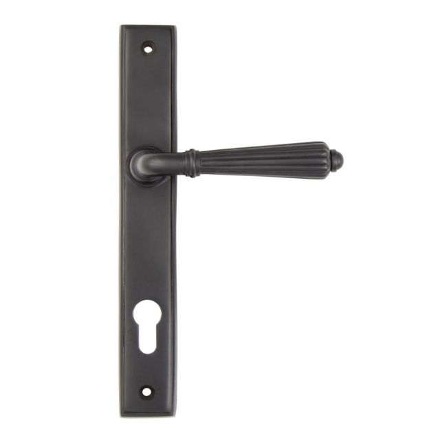 Fluted Slimline Exterior Door Handle - Aged Bronze