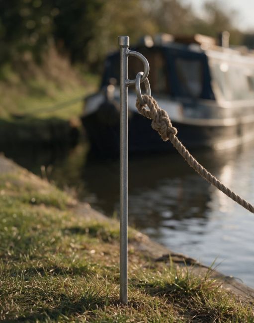 Galvanised Mooring Spike with "D" Ring and Chain Link