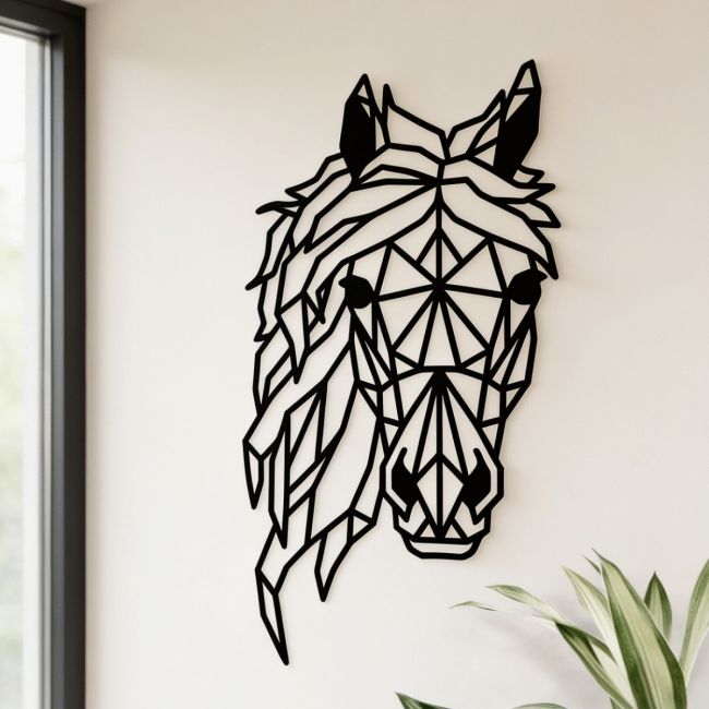 Geometric Horse Head Wall Art in a Black Finish Geometric Horse Head Wall Art in a Black Finish