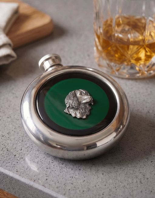 Close-up Of Golden Retriever On Whiskey Flask