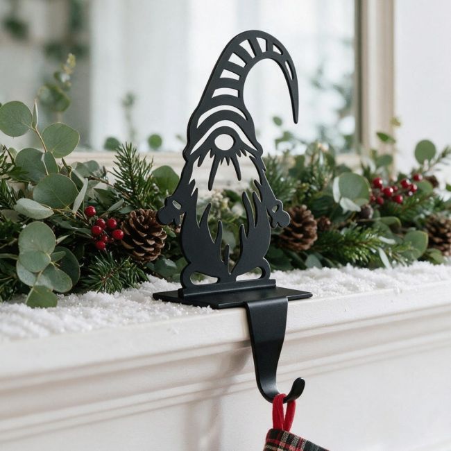 Stocking Holder with Gonk in Striped Hat Stocking Holder with Gonk in Striped Hat