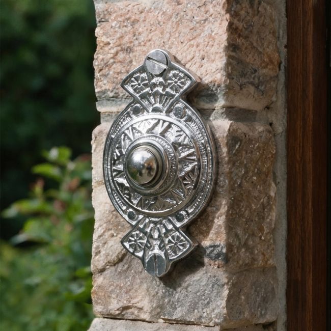 Bright Chrome Traditional ornate door bell