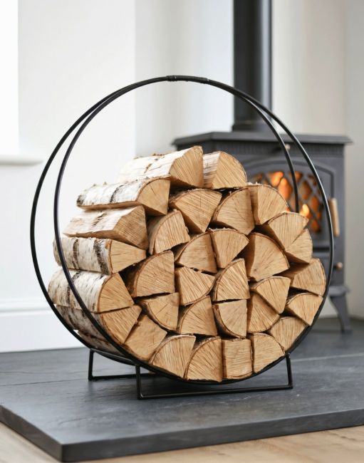 “Harewood Park” Contemporary Wrought Iron Log Holder in Situ Next to the Fireplace “Harewood Park” Contemporary Wrought Iron Log Holder in Situ Next to the Fireplace