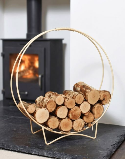 “Harewood Park” Cream Contemporary Log Rack & Holder in Situ “Harewood Park” Cream Contemporary Log Rack & Holder in Situ