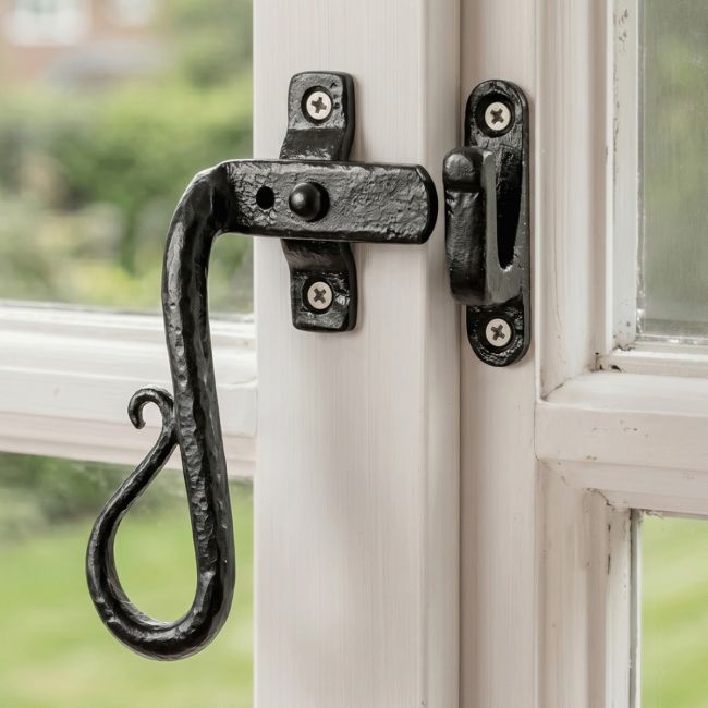 Hook Plated Black Iron Casement Stay