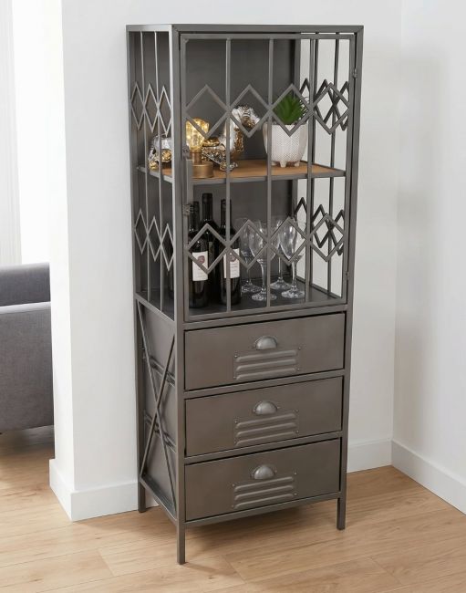 The Industrial Shelving Unit & Cabinet in a Modern White Interior - Digital Illustration