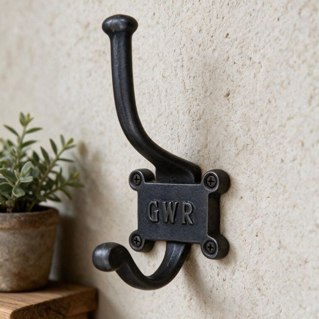 Iron Coat Hook With "GWR" Imprinted Into The Back Plate