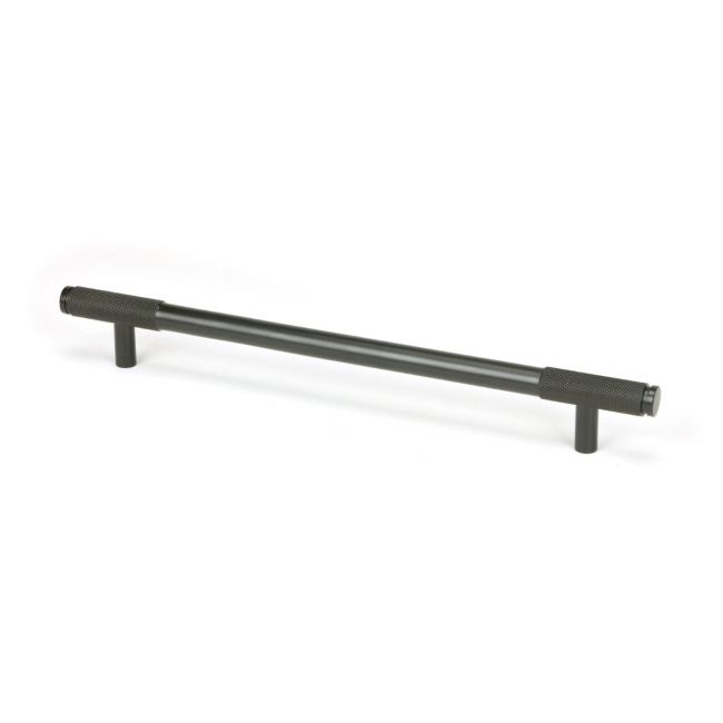 The Large Half Knurled Cabinet Pull Handle in Aged Bronze Shown Upright on a White Background The Large Half Knurled Cabinet Pull Handle in Aged Bronze Shown Upright on a White Background